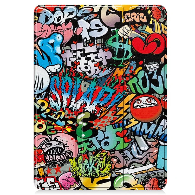 Hülle für Xiaomi Pad 7 Pro / Pad 7 Tablet, Musterbedruckung, Dreifach-Faltständer, Leder + TPU-Abdeckung mit Stifthalter - Graffiti