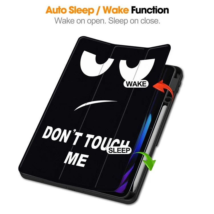 For Xiaomi Pad 7 Pro  /  Pad 7 Tablet Case Pattern Printing Tri-Fold Stand Leather+TPU Cover with Pen Holder - Don't Touch Me