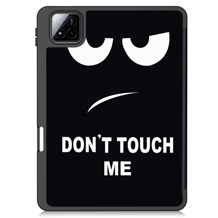 For Xiaomi Pad 7 Pro  /  Pad 7 Tablet Case Pattern Printing Tri-Fold Stand Leather+TPU Cover with Pen Holder - Don't Touch Me