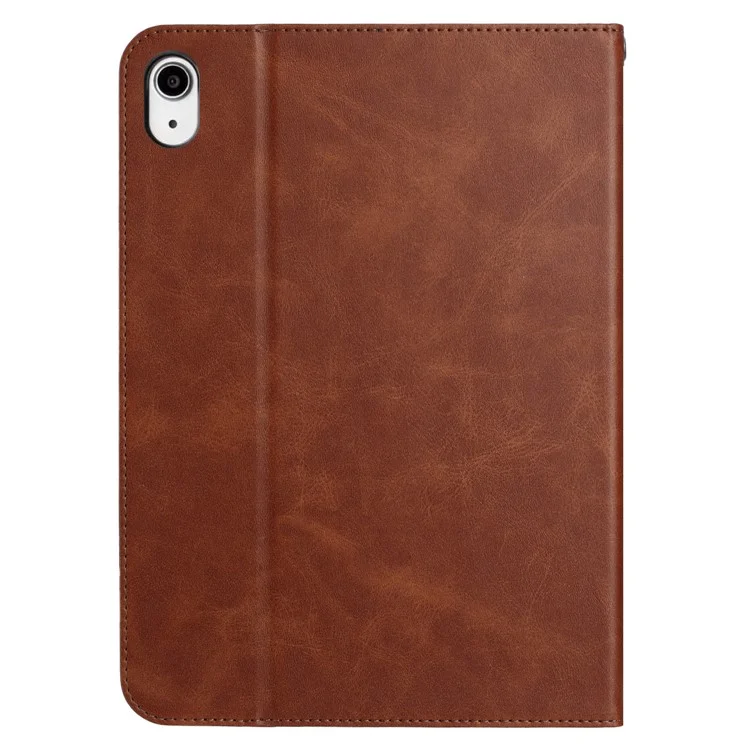 For iPad mini (2024) Wallet Case Auto Wake / Sleep Leather Flip Tablet Cover Cowhide Texture - Brown
