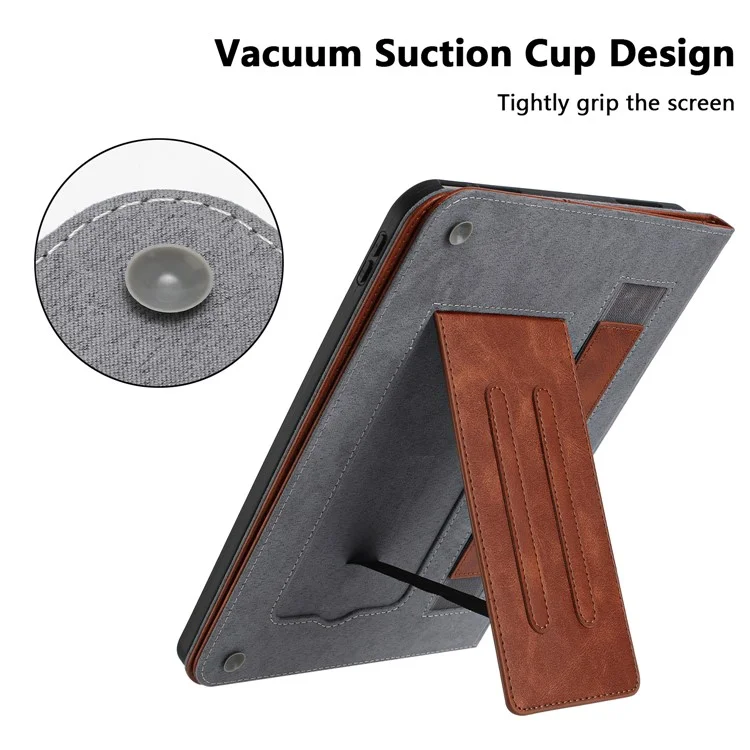 For iPad mini (2024) Wallet Case Auto Wake / Sleep Leather Flip Tablet Cover Cowhide Texture - Brown