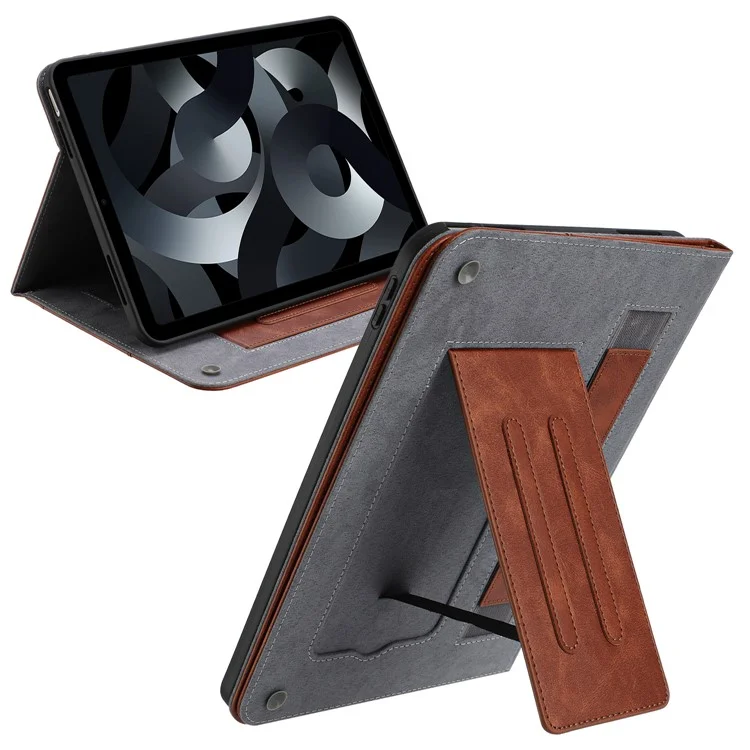 For iPad mini (2024) Wallet Case Auto Wake / Sleep Leather Flip Tablet Cover Cowhide Texture - Brown