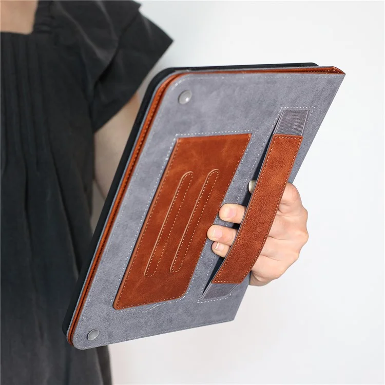 For iPad mini (2024) Wallet Case Auto Wake / Sleep Leather Flip Tablet Cover Cowhide Texture - Brown