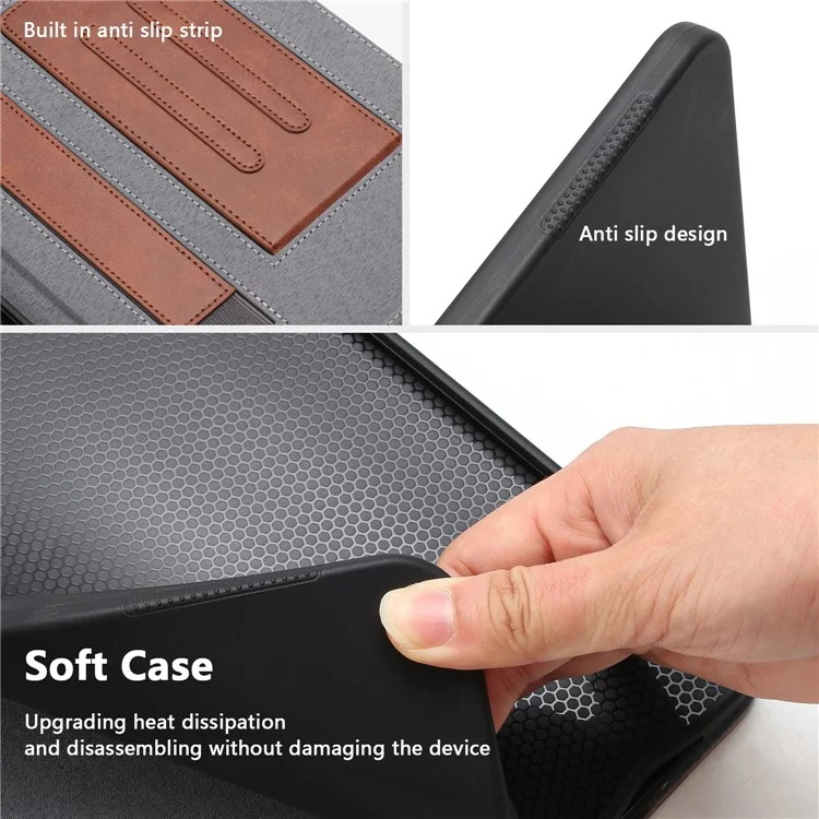 For iPad mini (2024) Wallet Case Auto Wake / Sleep Leather Flip Tablet Cover Cowhide Texture - Brown
