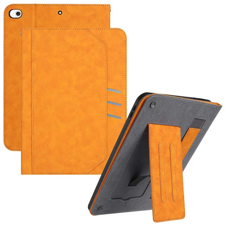 For iPad mini (2019) 7.9 inch / 4 / 3 / 2 / Mini Wallet Case Auto Wake / Sleep Leather Flip Tablet Cover Cowhide Texture - Yellow