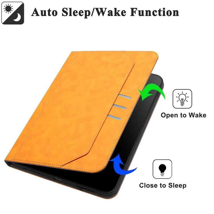 For iPad mini (2019) 7.9 inch / 4 / 3 / 2 / Mini Wallet Case Auto Wake / Sleep Leather Flip Tablet Cover Cowhide Texture - Yellow