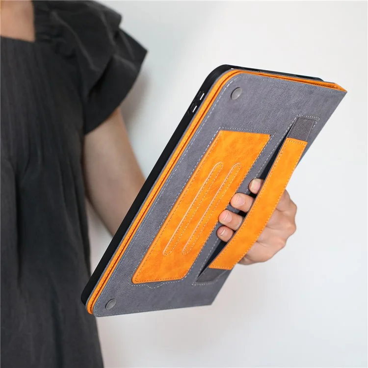 Funda cartera para iPad Pro 11 (2024) con activación/suspensión automática, tapa de cuero con textura de piel de vaca - Amarillo