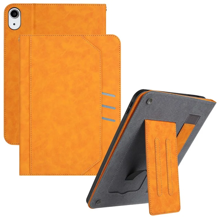 Für iPad 10.9 (2022) Wallet Case Auto Wake / Sleep Leder Flip Tablet Cover Kuhledertextur - Gelb