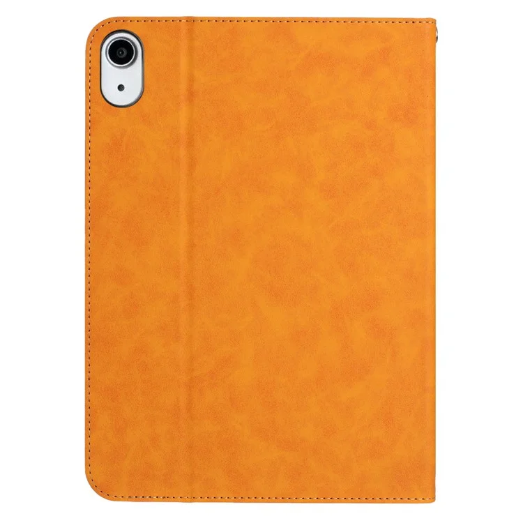 Für iPad 10.9 (2022) Wallet Case Auto Wake / Sleep Leder Flip Tablet Cover Kuhledertextur - Gelb