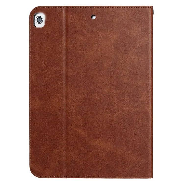 Custodia a portafoglio per iPad 9.7 pollici (2018) / (2017) / Air 2 / Air (2013) con risveglio/sospensione automatica, in pelle, con chiusura a libro, texture in pelle bovina - Giallo - Marrone
