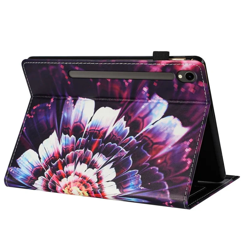 For Samsung Galaxy Tab S9 / S10 FE / S9 FE Case Pattern Leather Tablet Cover with Auto Sleep / Wake, Card Holder - Colorful Flowers