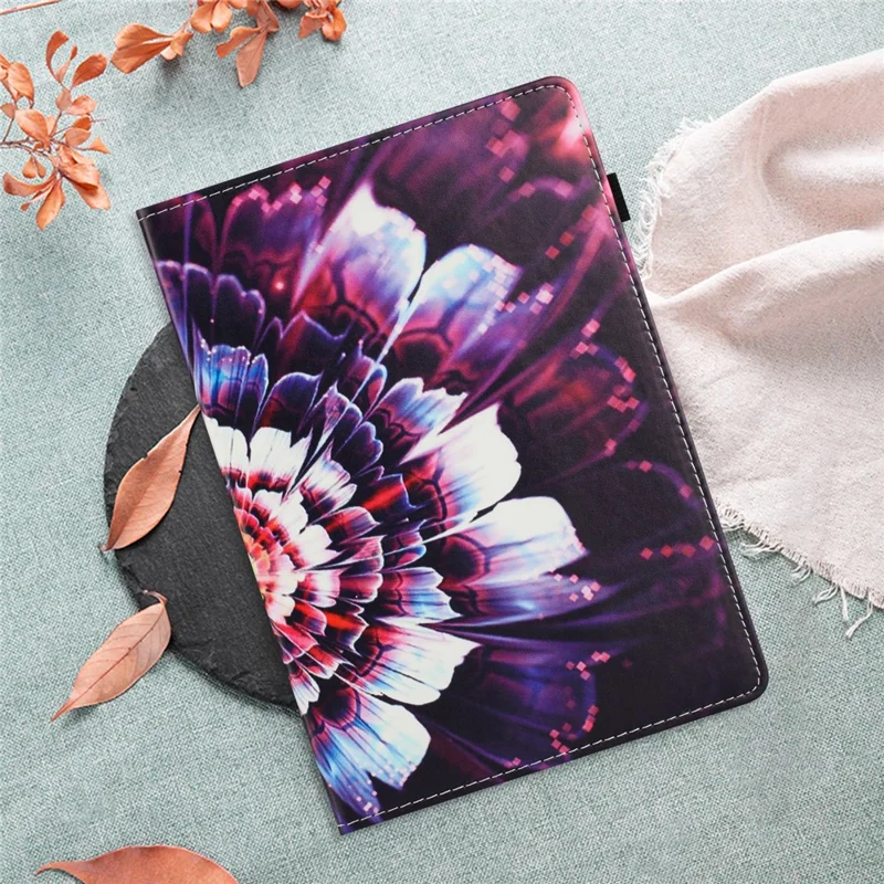 For Samsung Galaxy Tab S9 / S10 FE / S9 FE Case Pattern Leather Tablet Cover with Auto Sleep / Wake, Card Holder - Colorful Flowers