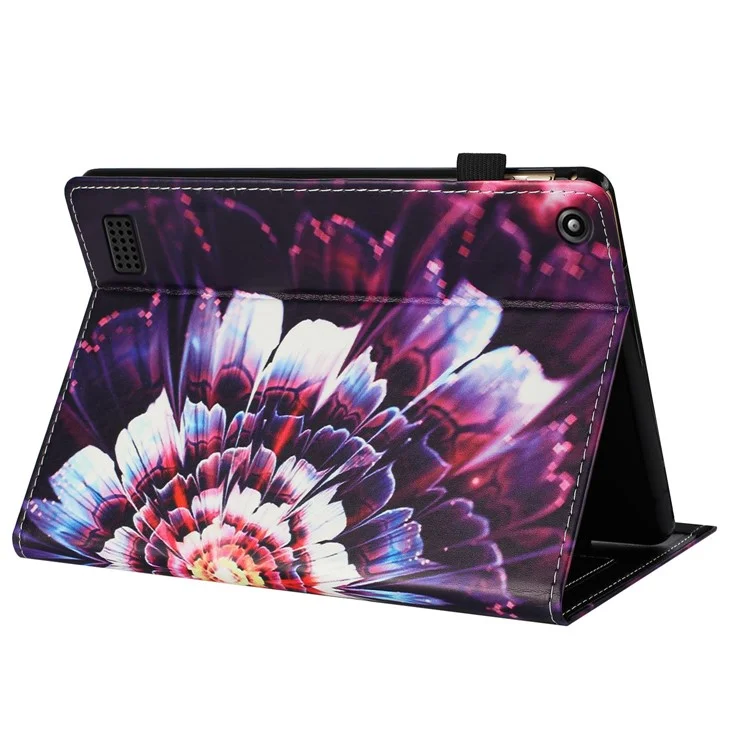 Tablet Case For Amazon Fire 7 (2019) / (2017) / 2015 Pattern Leather Cover Auto Sleep / Wake, Card Holder - Colorful Flowers