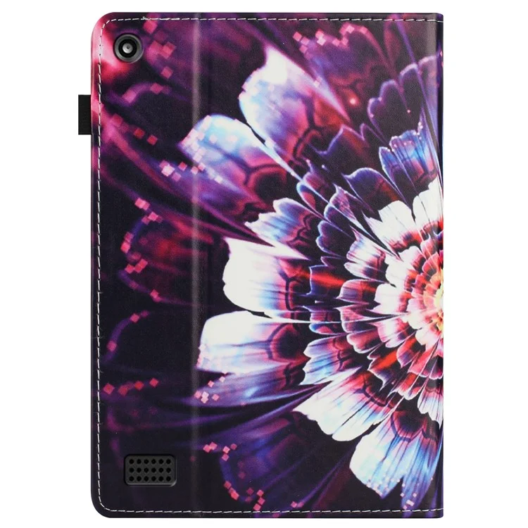 Tablet Case For Amazon Fire 7 (2019) / (2017) / 2015 Pattern Leather Cover Auto Sleep / Wake, Card Holder - Colorful Flowers