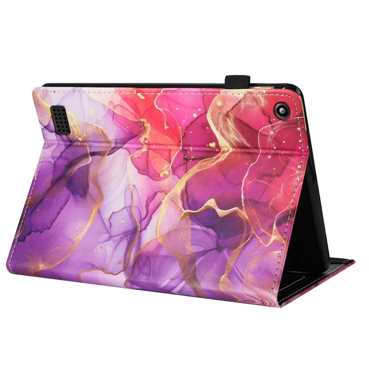 Custodia per tablet per Amazon Fire 7 (2019) / (2017) / 2015 Copertura in pelle con motivo, Autosleep/Wake, Portacarte - Marmo rosa oro