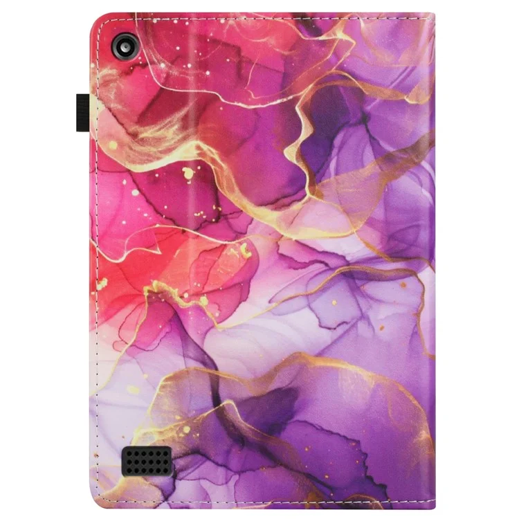 Custodia per tablet per Amazon Fire 7 (2019) / (2017) / 2015 Copertura in pelle con motivo, Autosleep/Wake, Portacarte - Marmo rosa oro