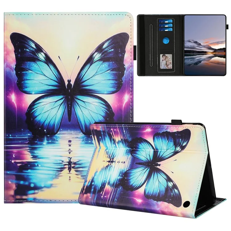 For Amazon Fire 7 (2022) Case Pattern Leather Tablet Cover with Auto Sleep / Wake, Card Holder - Flower Fox
