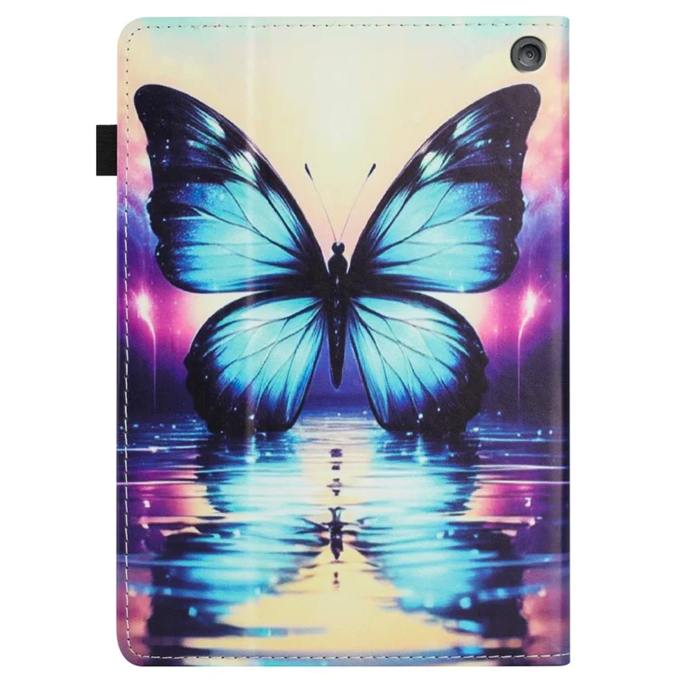 For Amazon Fire 7 (2022) Case Pattern Leather Tablet Cover with Auto Sleep / Wake, Card Holder - Flower Fox