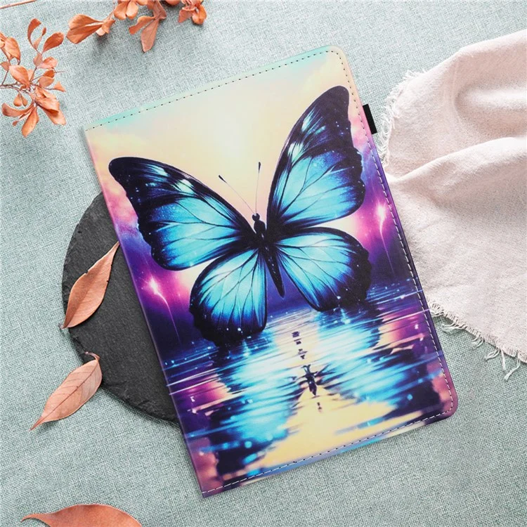 For Amazon Fire 7 (2022) Case Pattern Leather Tablet Cover with Auto Sleep / Wake, Card Holder - Flower Fox
