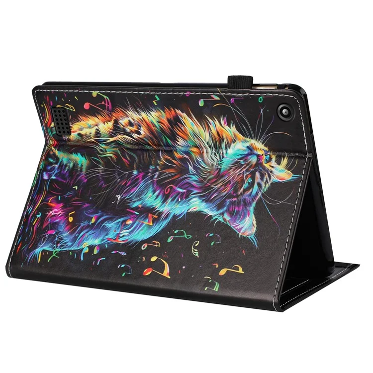 Custodia per tablet per Amazon Fire HD 8 (2018) / (2017) / (2016) Custodia in pelle con motivo, con funzione di auto-sospensione/risveglio, porta-carte - Volpe a fiori