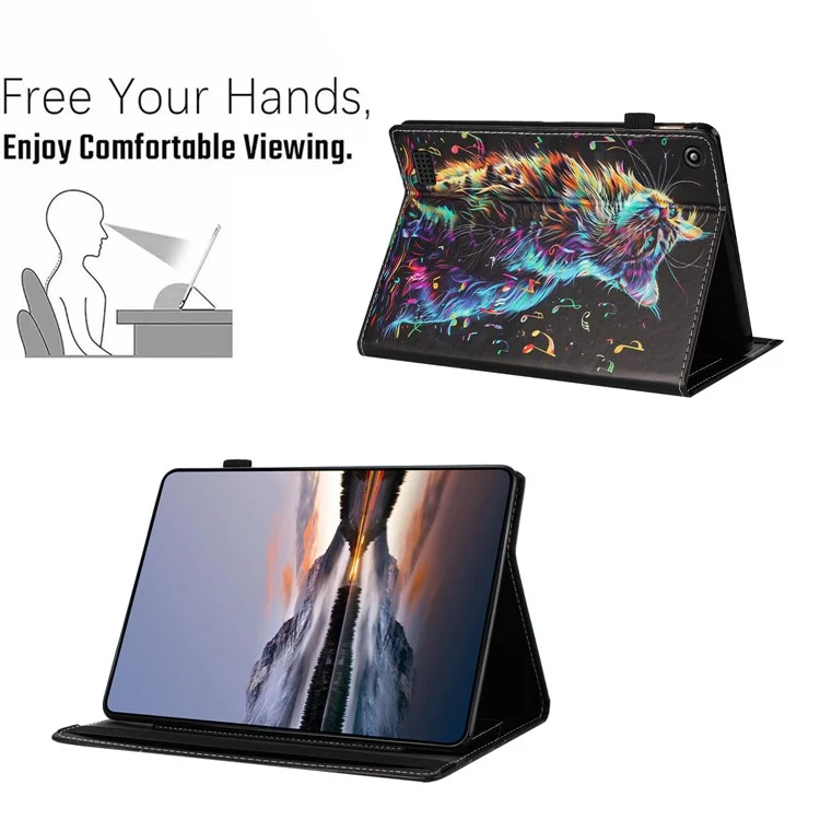 Custodia per tablet per Amazon Fire HD 8 (2018) / (2017) / (2016) Custodia in pelle con motivo, con funzione di auto-sospensione/risveglio, porta-carte - Volpe a fiori