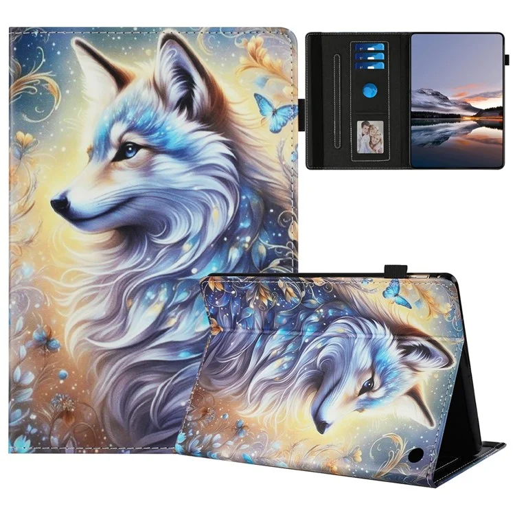 Tablet-Hülle für Amazon Fire HD 8 (2024) / (2022) / (2020) Muster-Ledercover mit Auto-Sleep/Wake, Kartenfach - Blumenfuchs
