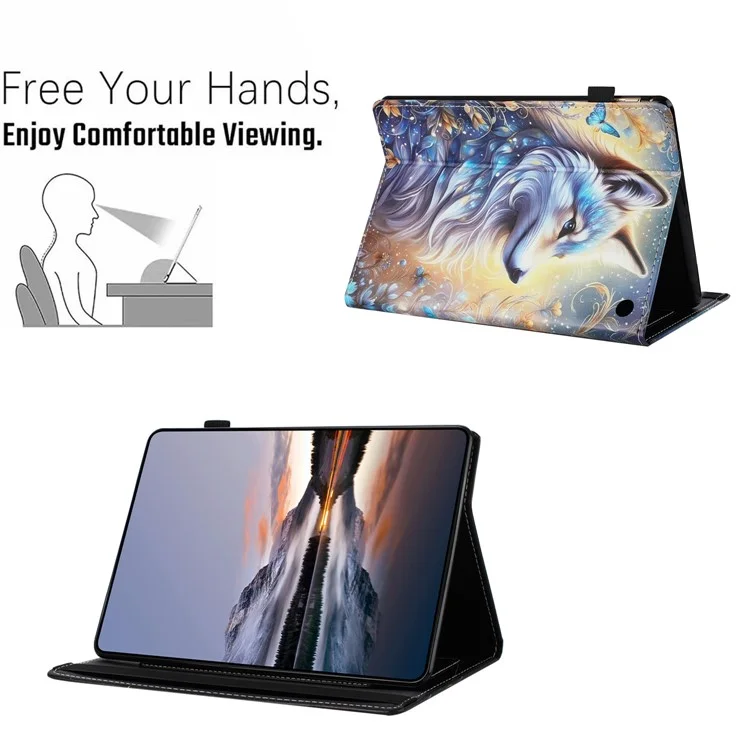 Tablet-Hülle für Amazon Fire HD 8 (2024) / (2022) / (2020) Muster-Ledercover mit Auto-Sleep/Wake, Kartenfach - Blumenfuchs