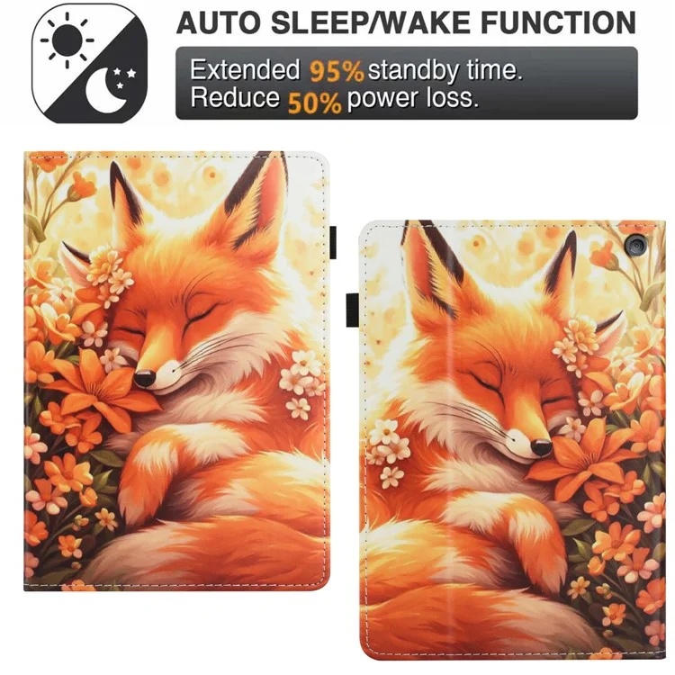 Funda para tableta para Amazon Fire HD 10 (2021) / HD 10 Plus (2021) Cubierta de cuero con diseño, con función de suspensión/activación automática, soporte para tarjetas - Flor Zorro