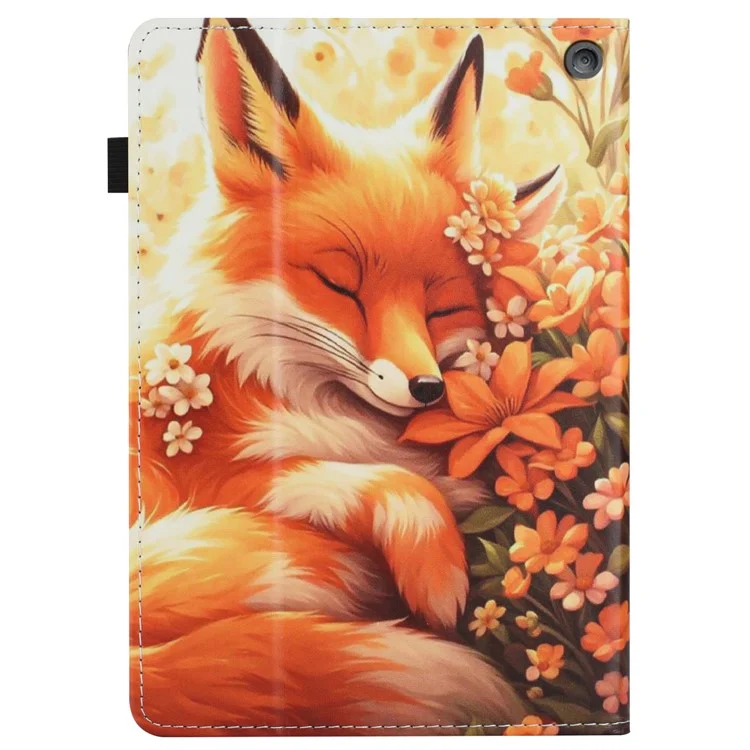 Funda para tableta para Amazon Fire HD 10 (2021) / HD 10 Plus (2021) Cubierta de cuero con diseño, con función de suspensión/activación automática, soporte para tarjetas - Flor Zorro