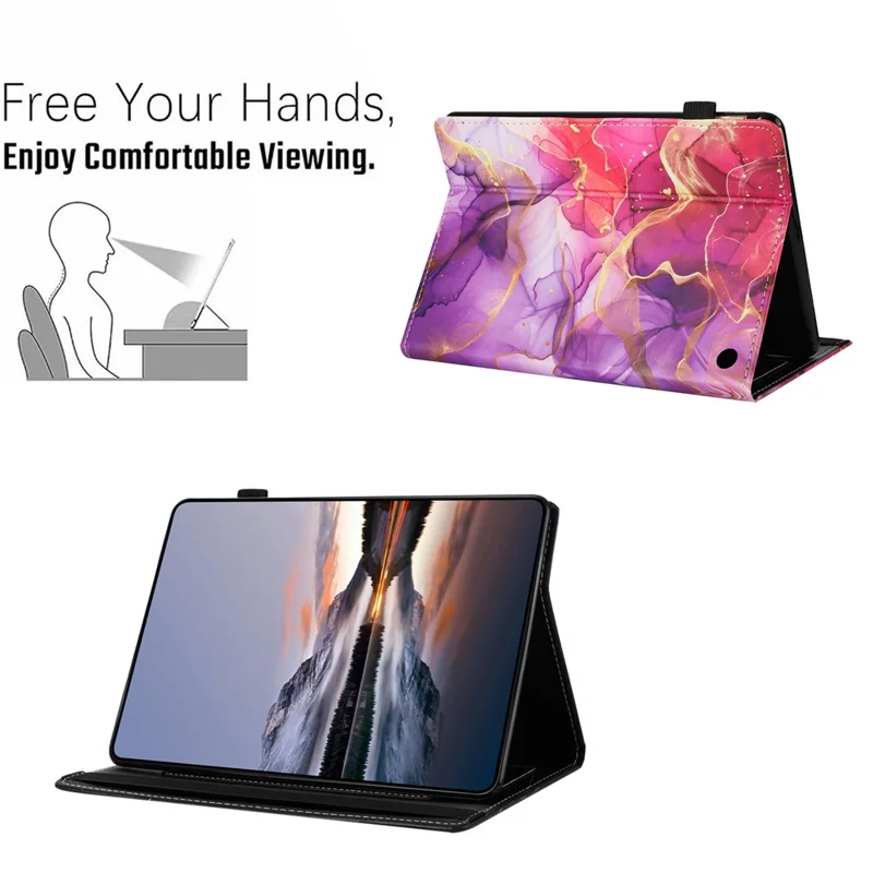 Tablet Case For Amazon Fire HD 10 (2021) / HD 10 Plus (2021) Pattern Leather Cover with Auto Sleep / Wake, Card Holder - Pink Gold Marble