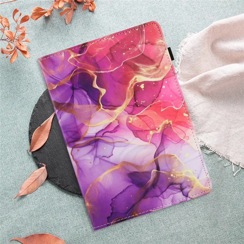 Tablet Case For Amazon Fire HD 10 (2021) / HD 10 Plus (2021) Pattern Leather Cover with Auto Sleep / Wake, Card Holder - Pink Gold Marble