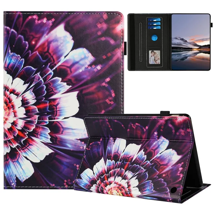Für Amazon Kindle Fire Max 11 2023 Case Muster Leder Tablet Cover mit Auto Sleep / Wake, Kartenfach - Blume Fuchs