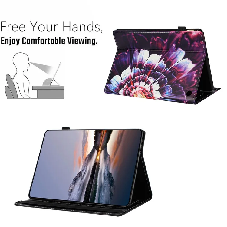 Für Amazon Kindle Fire Max 11 2023 Case Muster Leder Tablet Cover mit Auto Sleep / Wake, Kartenfach - Blume Fuchs