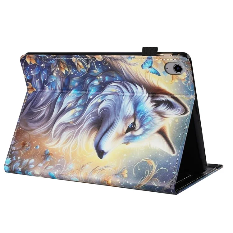 Funda para Lenovo Tab P11 TB-J606F con patrón de cuero, tapa de tableta con función de activación/suspensión automática, soporte para tarjetas - Flor de zorro