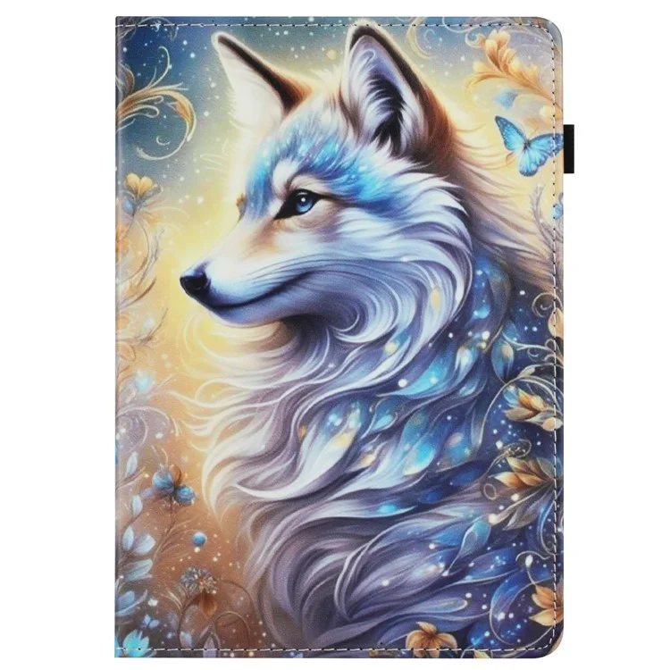 Funda para Lenovo Tab P11 TB-J606F con patrón de cuero, tapa de tableta con función de activación/suspensión automática, soporte para tarjetas - Flor de zorro