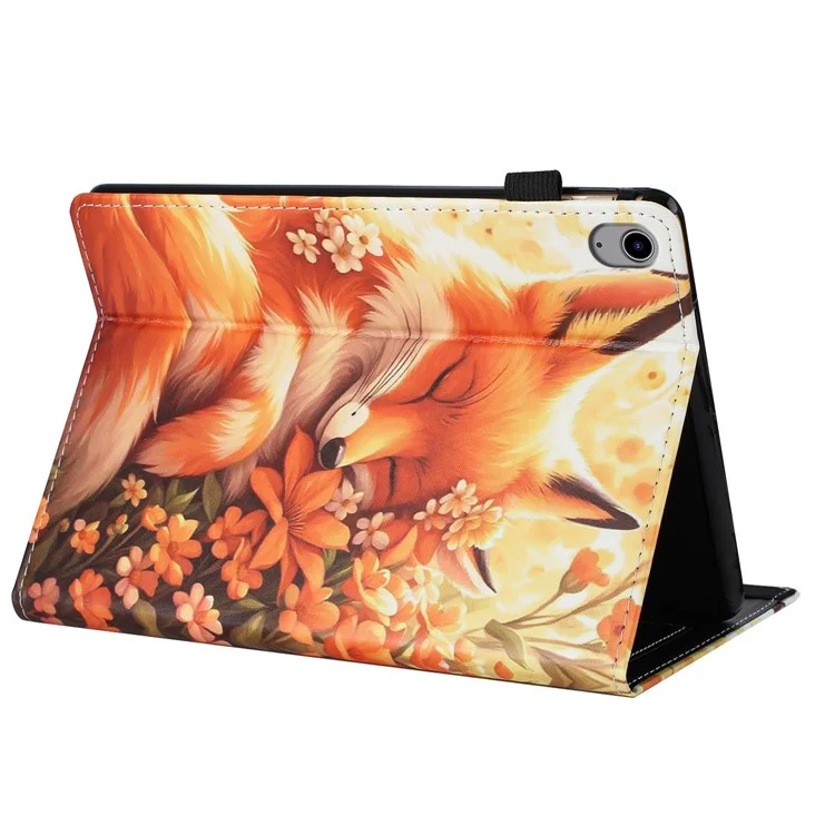 Custodia per Lenovo Tab P11 Gen 2 in pelle con motivo, cover per tablet con funzione automatica di sospensione/riattivazione, porta-carte - Volpe Fiore