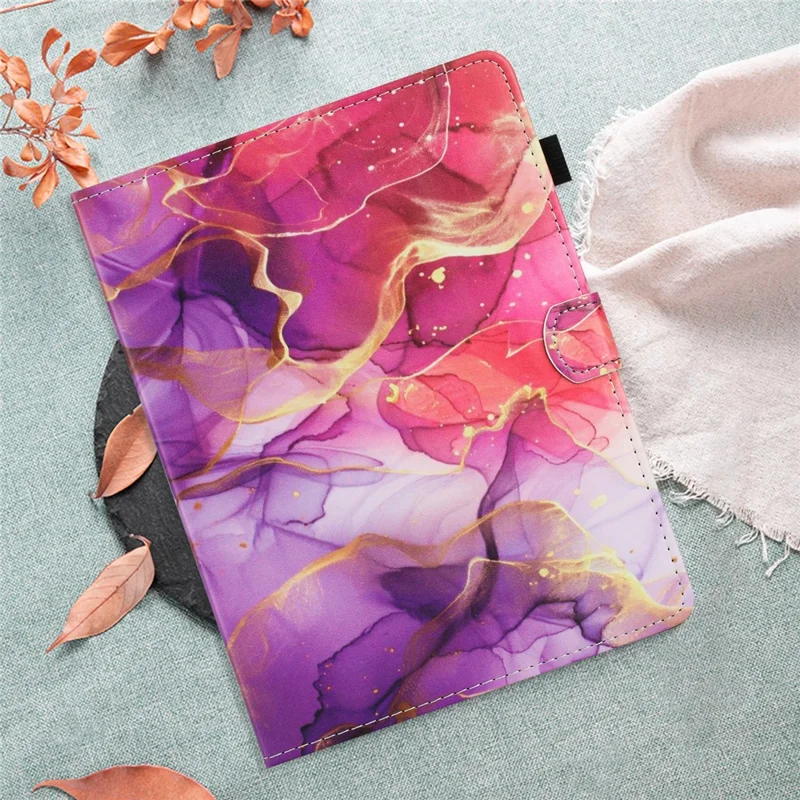 Universal 10-inch Tablet Case Pattern Leather Cover with Auto Sleep / Wake, Card Holder - Pink Gold Marble