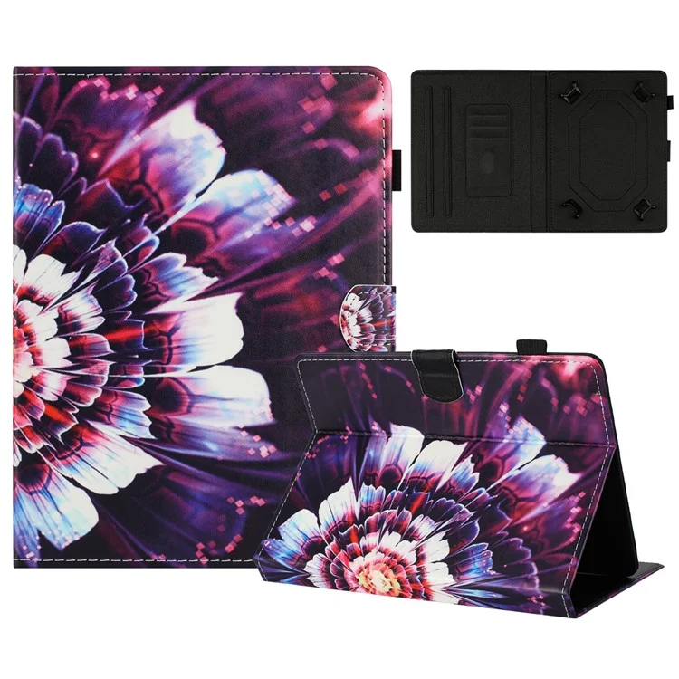 Universal 7-inch Tablet Case Pattern Leather Cover with Auto Sleep / Wake, Card Holder - Flower Fox