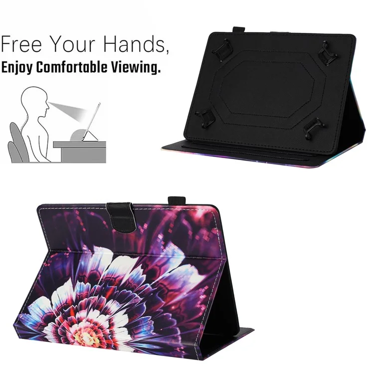 Universal 7-inch Tablet Case Pattern Leather Cover with Auto Sleep / Wake, Card Holder - Flower Fox