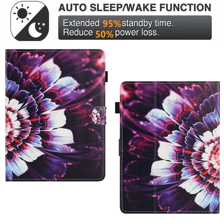 Universal 7-inch Tablet Case Pattern Leather Cover with Auto Sleep / Wake, Card Holder - Flower Fox