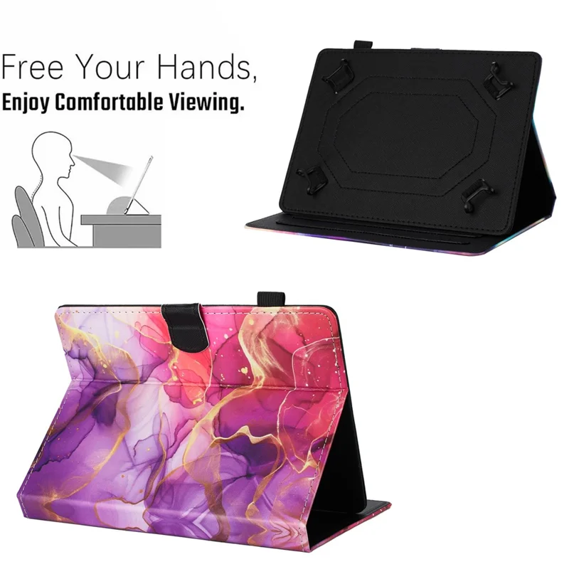 Universal 7-inch Tablet Case Pattern Leather Cover with Auto Sleep / Wake, Card Holder - Pink Gold Marble