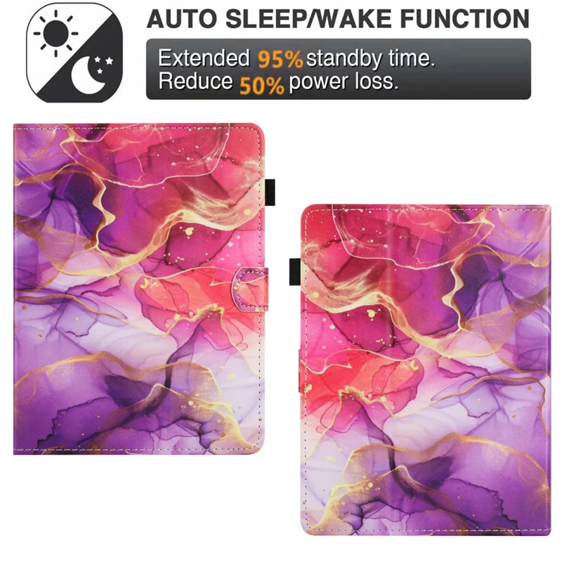 Universal 7-inch Tablet Case Pattern Leather Cover with Auto Sleep / Wake, Card Holder - Pink Gold Marble