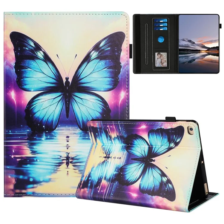 Funda para Tablet para iPad de 9.7 pulgadas (2018) / (2017) / iPad Air 2 / Air (2013) Cubierta de cuero con estampado, con función de suspensión/activación automática, bolsillo para tarjetas - Flor de zorro