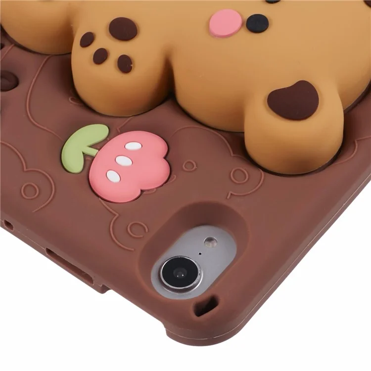 For iPad mini (2024) / mini (2021) Silicone Case Bear Kickstand Tulip Tablet Cover