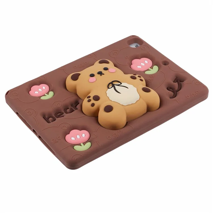 Für iPad 9,7 Zoll (2018) / (2017) Silikonhülle Bär Ständer Tulpen Tablet-Cover
