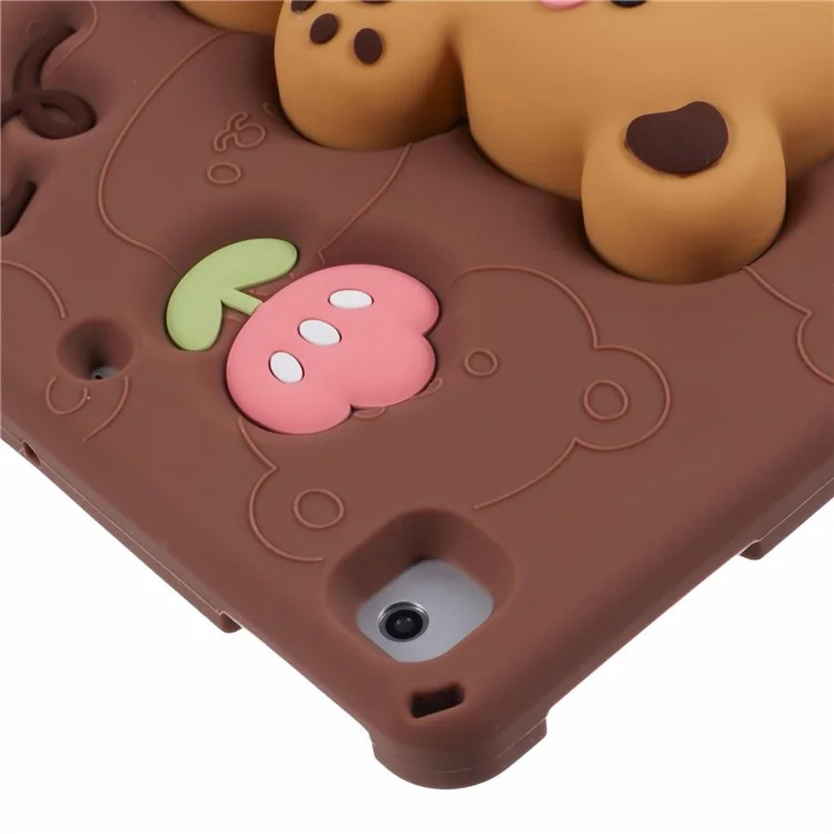 Für iPad 9,7 Zoll (2018) / (2017) Silikonhülle Bär Ständer Tulpen Tablet-Cover
