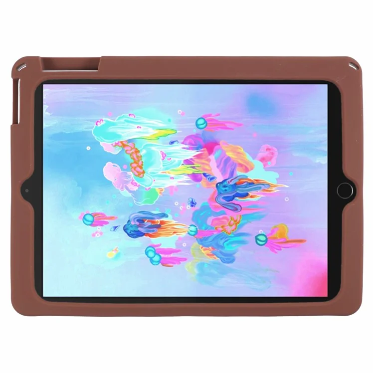 Für iPad 9,7 Zoll (2018) / (2017) Silikonhülle Bär Ständer Tulpen Tablet-Cover