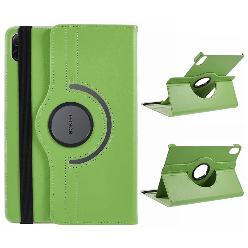 For Honor Pad X8a / Pad X9 Case Rotating Stand PU Leather+PC Tablet Cover with Elastic Band - Green