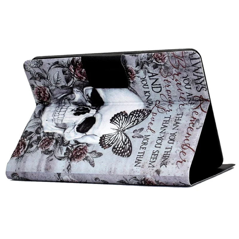 For Amazon Kindle Paperwhite (2024) Case Stand Pattern Printed Leather Cover - Skull