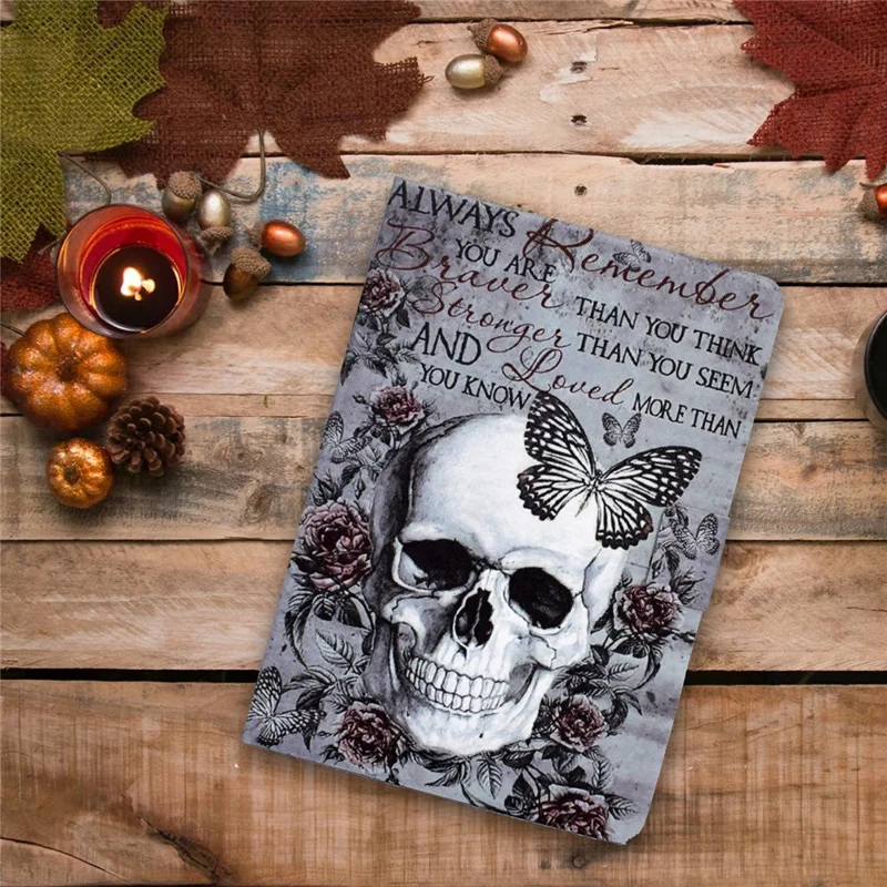 For Amazon Kindle Paperwhite (2024) Case Stand Pattern Printed Leather Cover - Skull